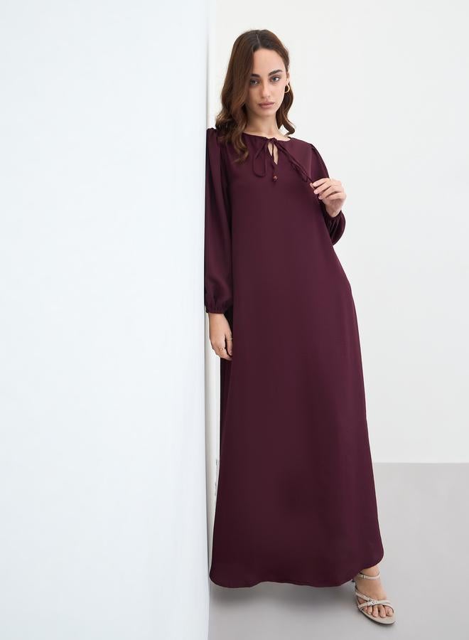 Amirah Women Burgundy Tie-Up Neck Jalabiya - Image 5